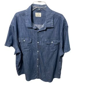 Mutual Weave Men's camp shirt Denim Short Sleeve Westren XXL Cotton Spandex